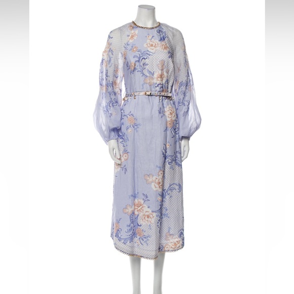 Zimmermann Dresses & Skirts - NWT Zimmermann Swirl Coral Floral Linen MIDI Dress size 0(us 2-4)